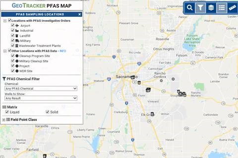 Provides access to the PFAS data uploaded into the State Water Board’s GeoTracker system