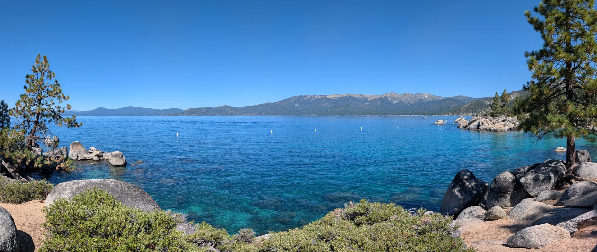 Panoramic shot of Lake Tahoe looking west. Source: Water Boards staff