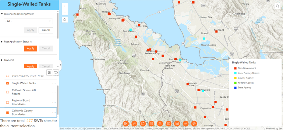 Single-walled UST map