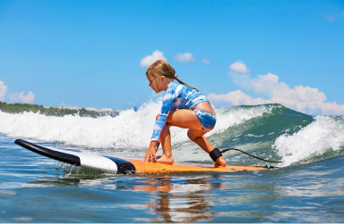 Child on a surfboard