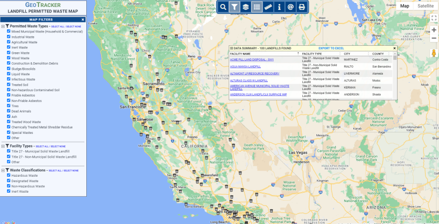 Landfill Permitted Waste Map