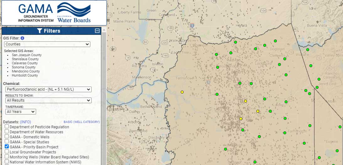The GAMA Groundwater Information System integrates and displays water quality data from various sources on an interactive Google-based map. Analytical tools and reporting features help users assess groundwater quality and obtain groundwater related information in California