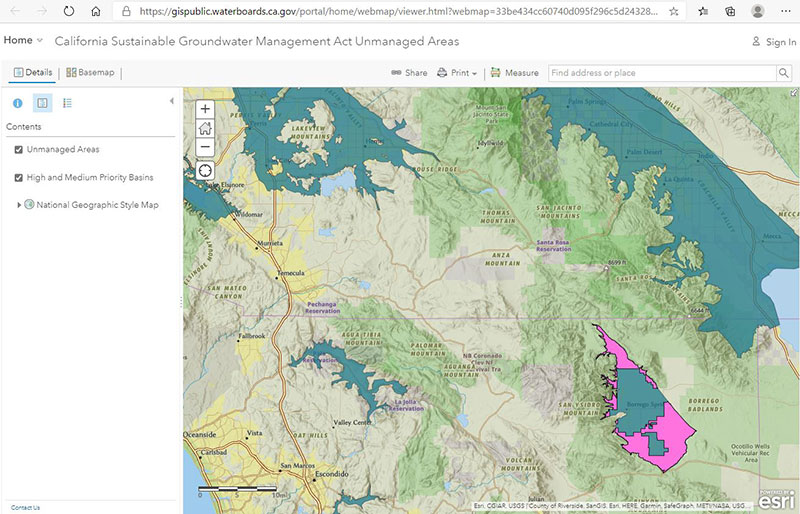 California unmanaged groundwater basin map