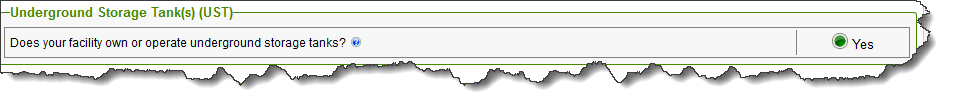 Screenshot of the UST question on the Business Activities form, with the answer selected ‘YES’