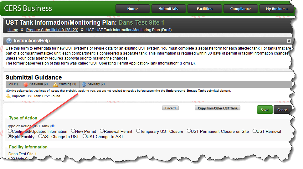 Screenshot of UPA to ensure that transferring the UST