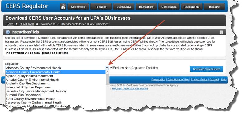 Screenshot of selecting your agency