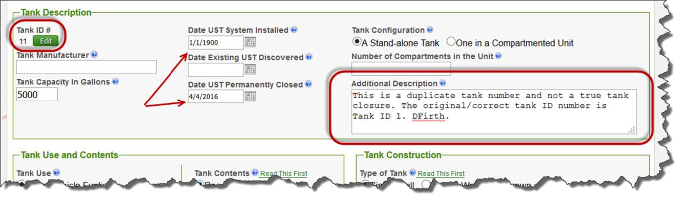 Screenshot of a tank description example