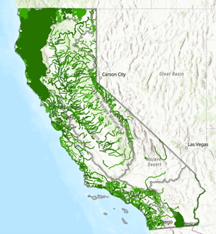 waterbodies included in the California 2018 Integrated Report