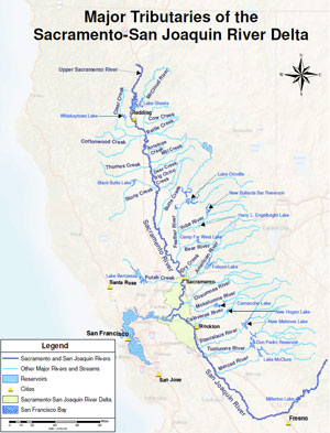 Map of Major Tributaries of the Sacramento-San Joaquin River Delta